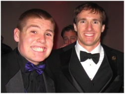 Kyle Weafer (left), High School Rudy Award Nominee, and Drew Brees (right) at the NFL 101 Awards